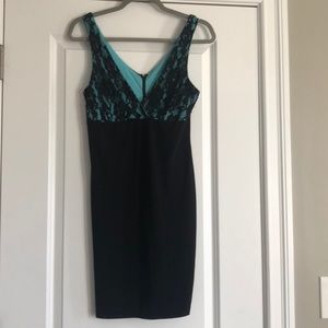 Black and teal dress